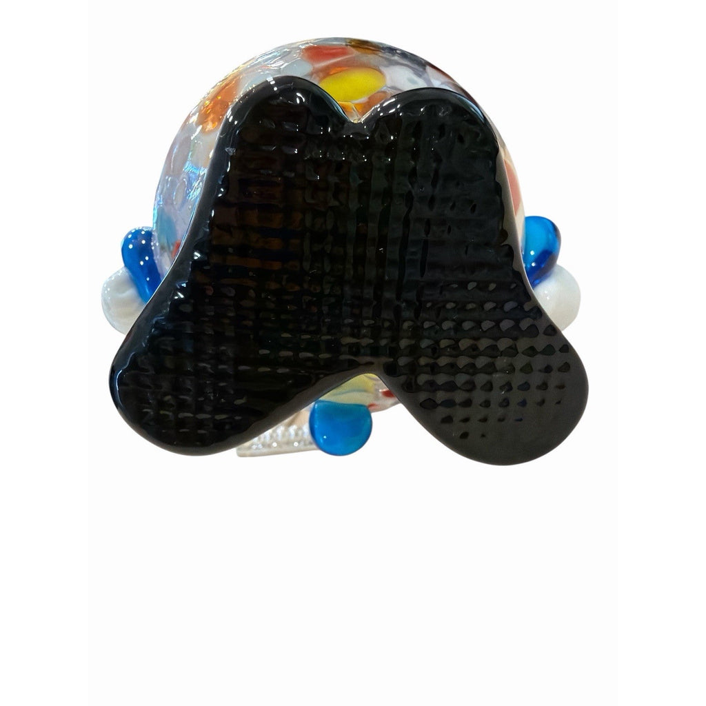 Vintage Murano Art Glass Clown Figurine Confetti Glass Black Top Hat 6"