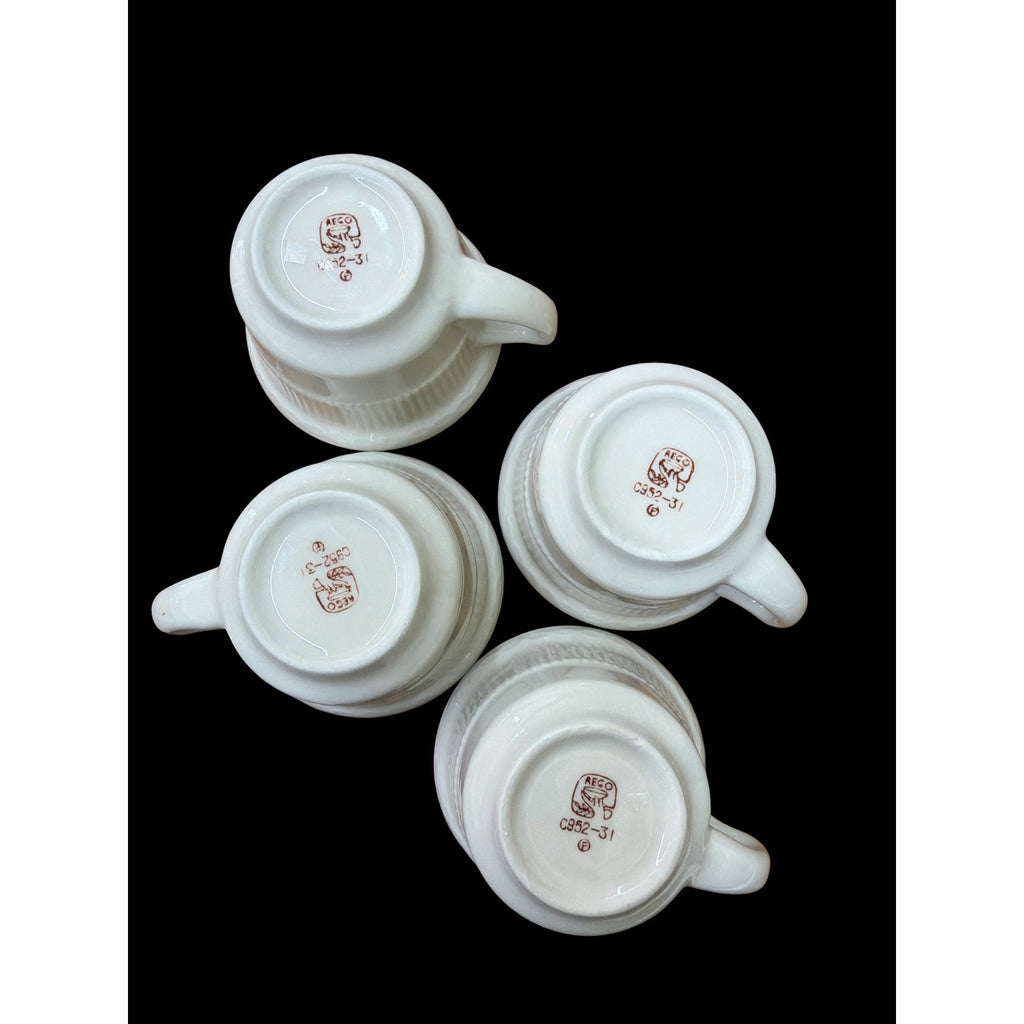 Vintage REGO Restaurant Ware Coffee Cups Ivory Ribbed Diner Mugs Set of 4 – additional view 4