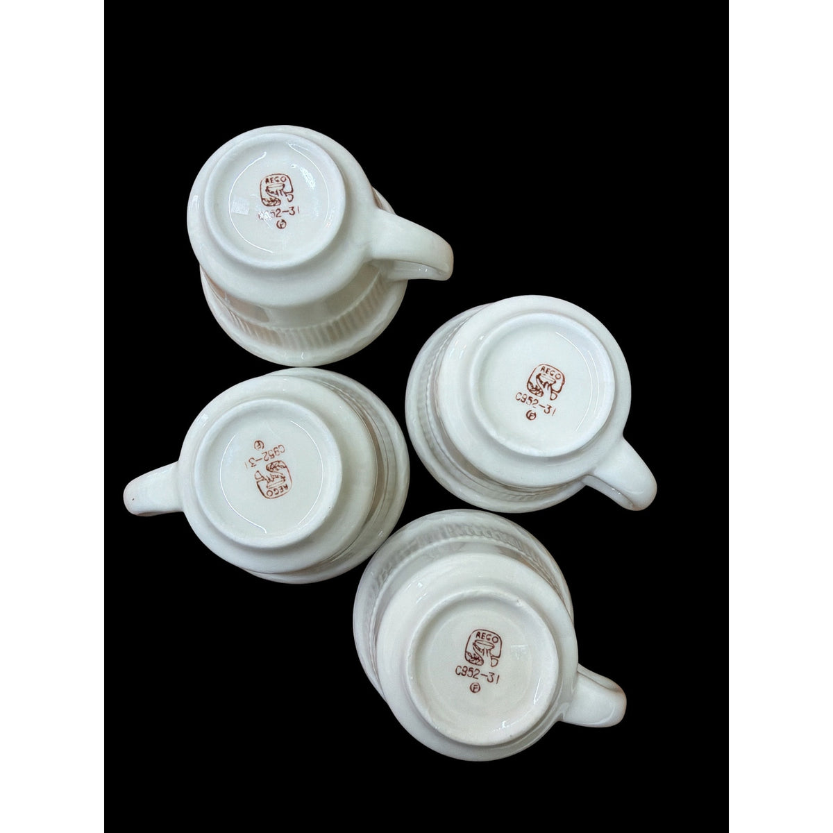 Vintage REGO Restaurant Ware Coffee Cups Ivory Ribbed Diner Mugs Set of 4 – additional view 4