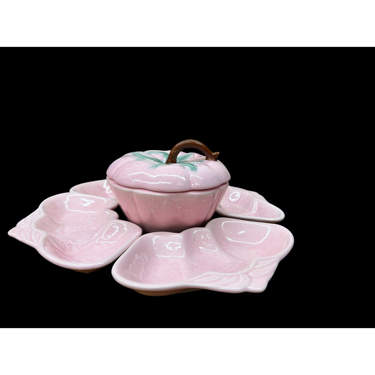 Vintage Belmar California Pink Strawberry Pottery 6 Piece Serving Set – additional view 2