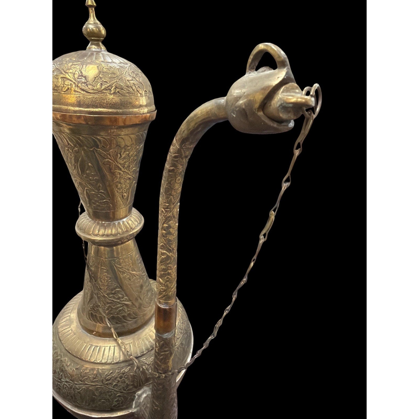 Monumental Vintage Brass Ewer Urn | 28" Hand-Worked Brass & Copper Vessel