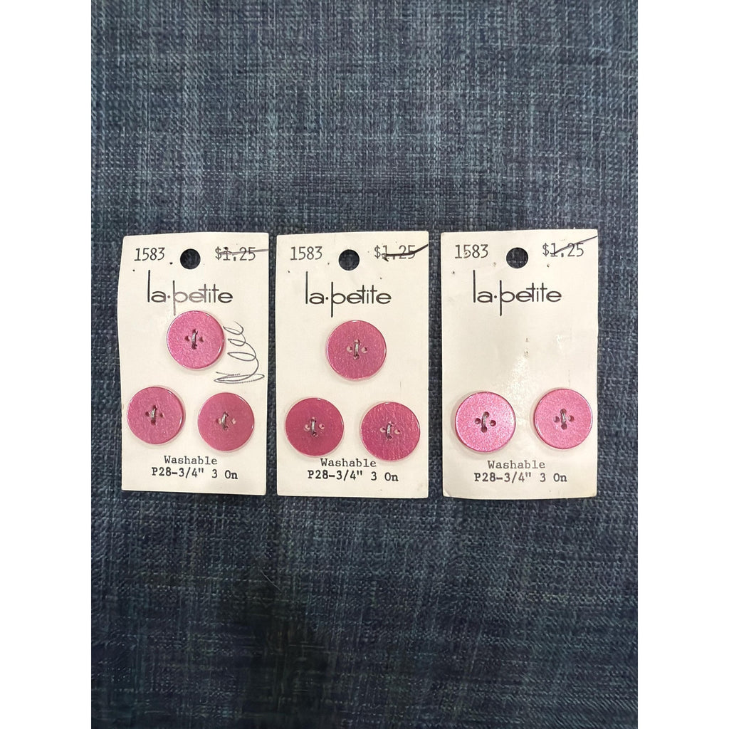 Vintage Pink Buttons La Petite 3/4 Inch Lansing Iowa Sewing Craft NOS Set