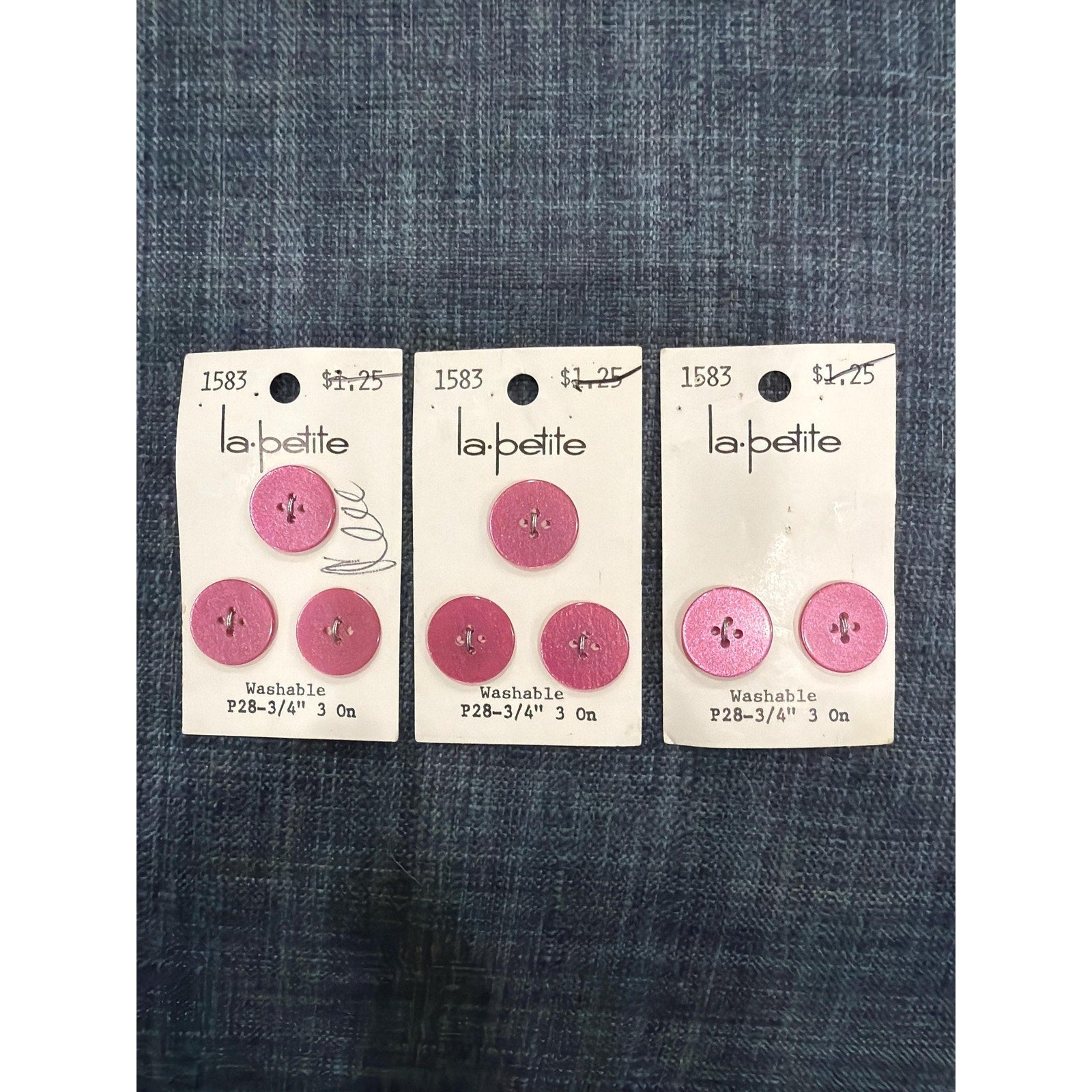 Vintage Pink Buttons La Petite 3/4 Inch Lansing Iowa Sewing Craft NOS Set