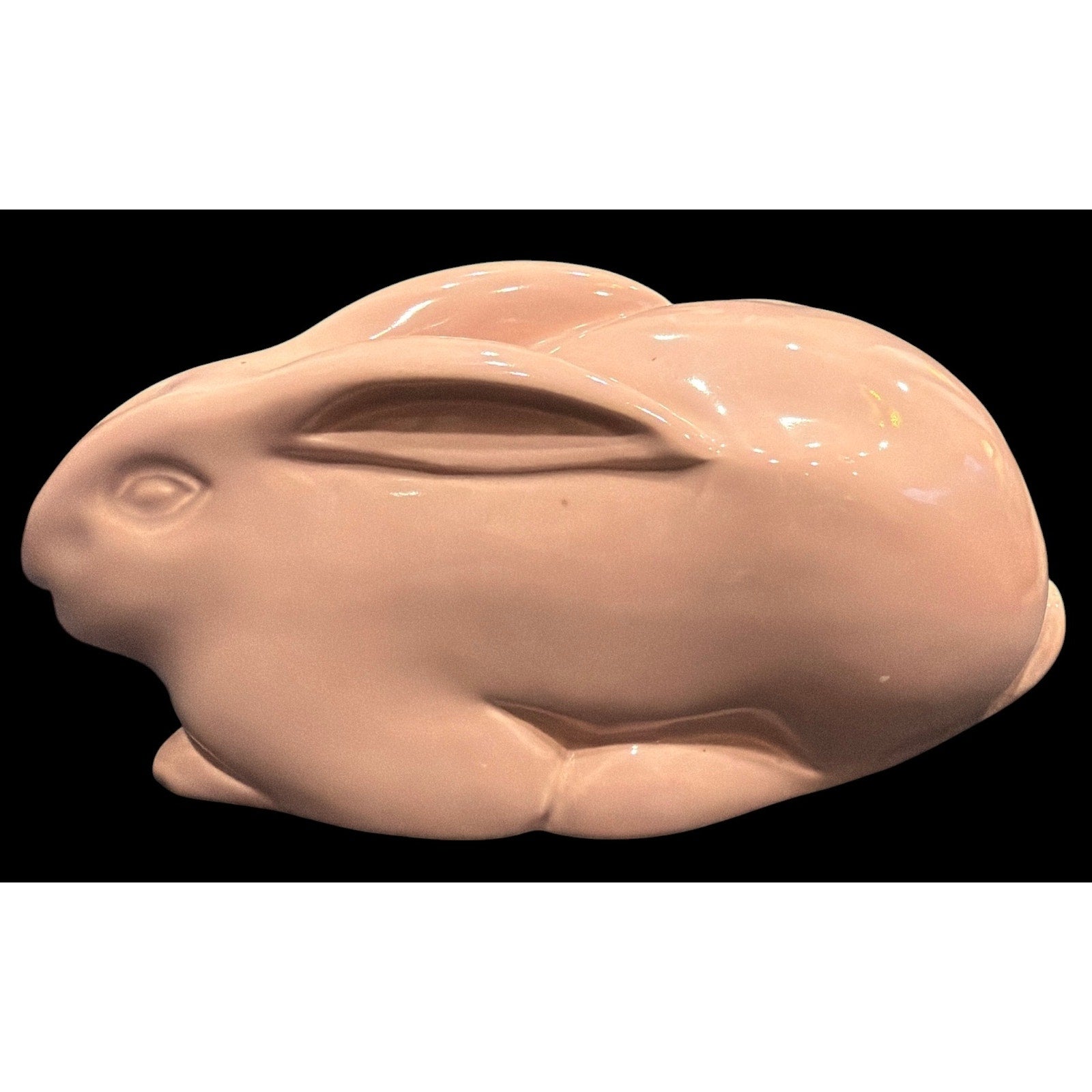 Vintage Pink Ceramic Bunny Figurine, Large Rabbit Statue Nursery Decor