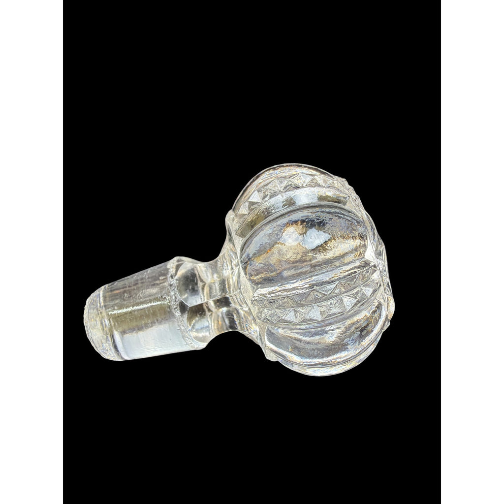 Antique Pressed Glass Handled Decanter with Original Stopper Starburst Pattern