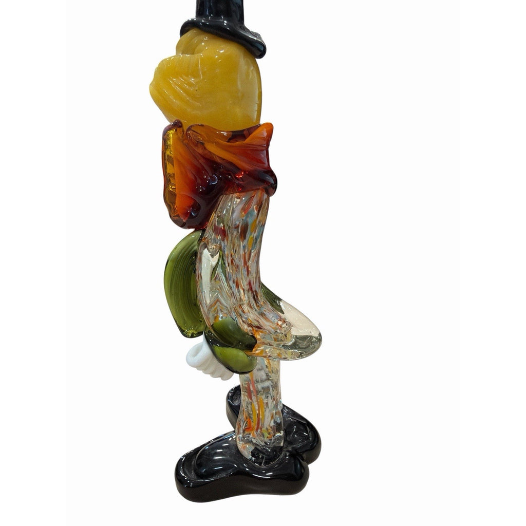 Vintage Murano Style Art Glass Clown Figurine Confetti Glass Top Hat 8"