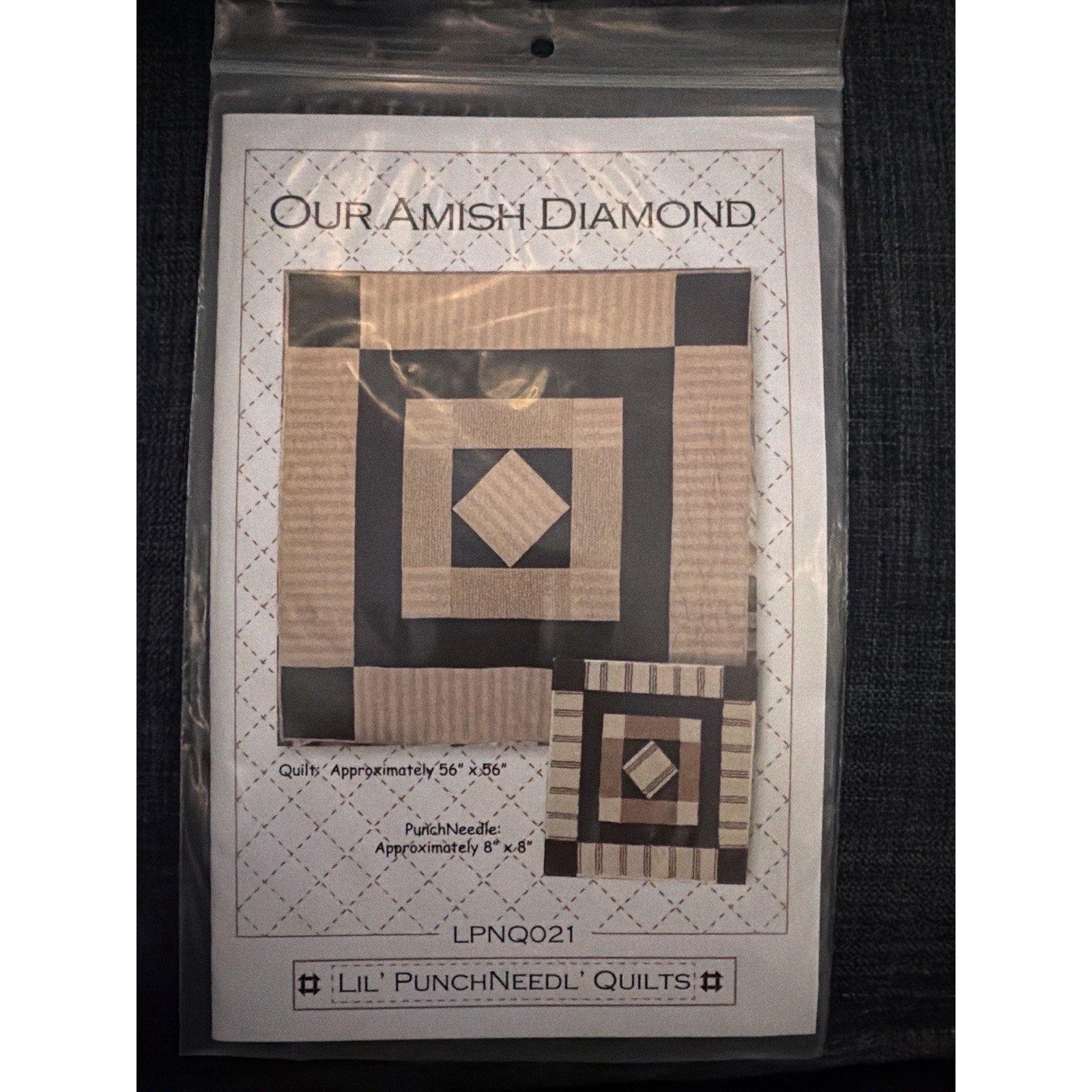 Our Amish Diamond Quilt Punch Needle Pattern Graham Cracker LPNQ021