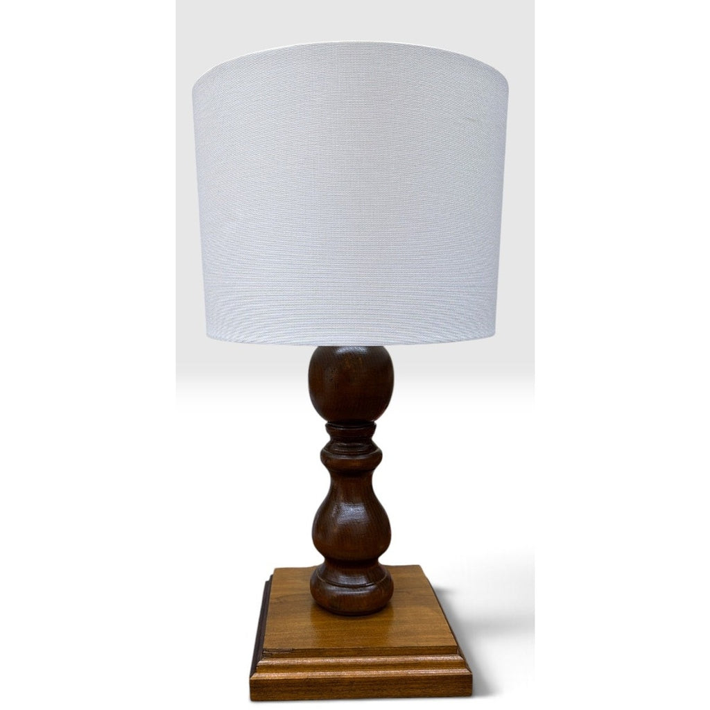 Vintage Solid Wood Baluster Table Lamp Ivory Linen Shade 22 Inch – additional view 2