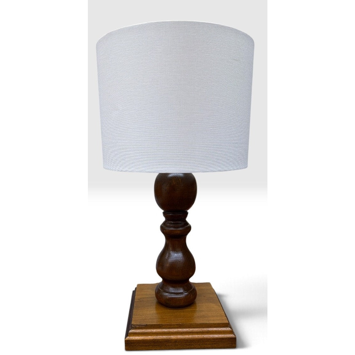 Vintage Solid Wood Baluster Table Lamp Ivory Linen Shade 22 Inch – additional view 2