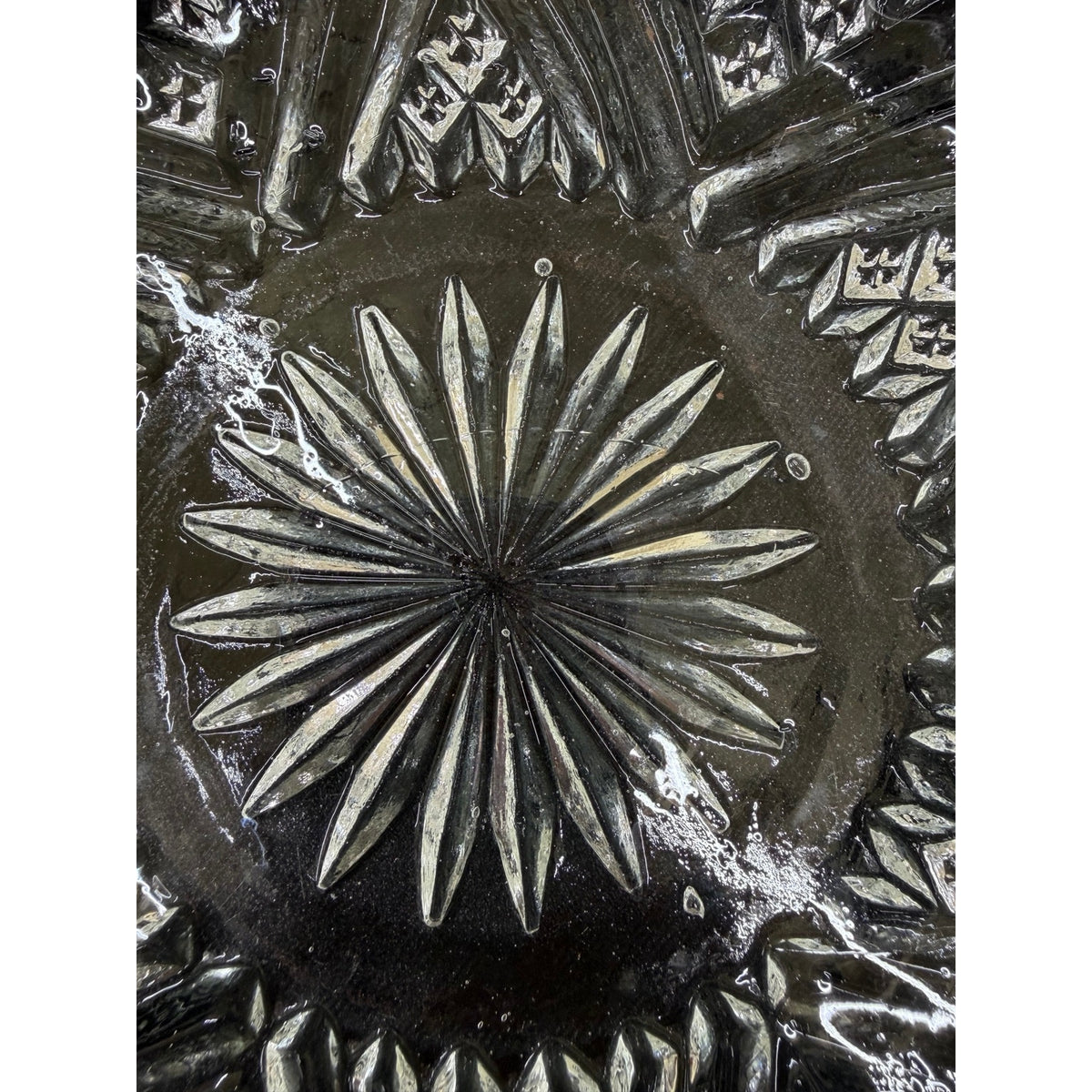 Large Vintage Pressed Glass 10" Ruffled Centerpiece Bowl Starburst Mid Century – additional view 5
