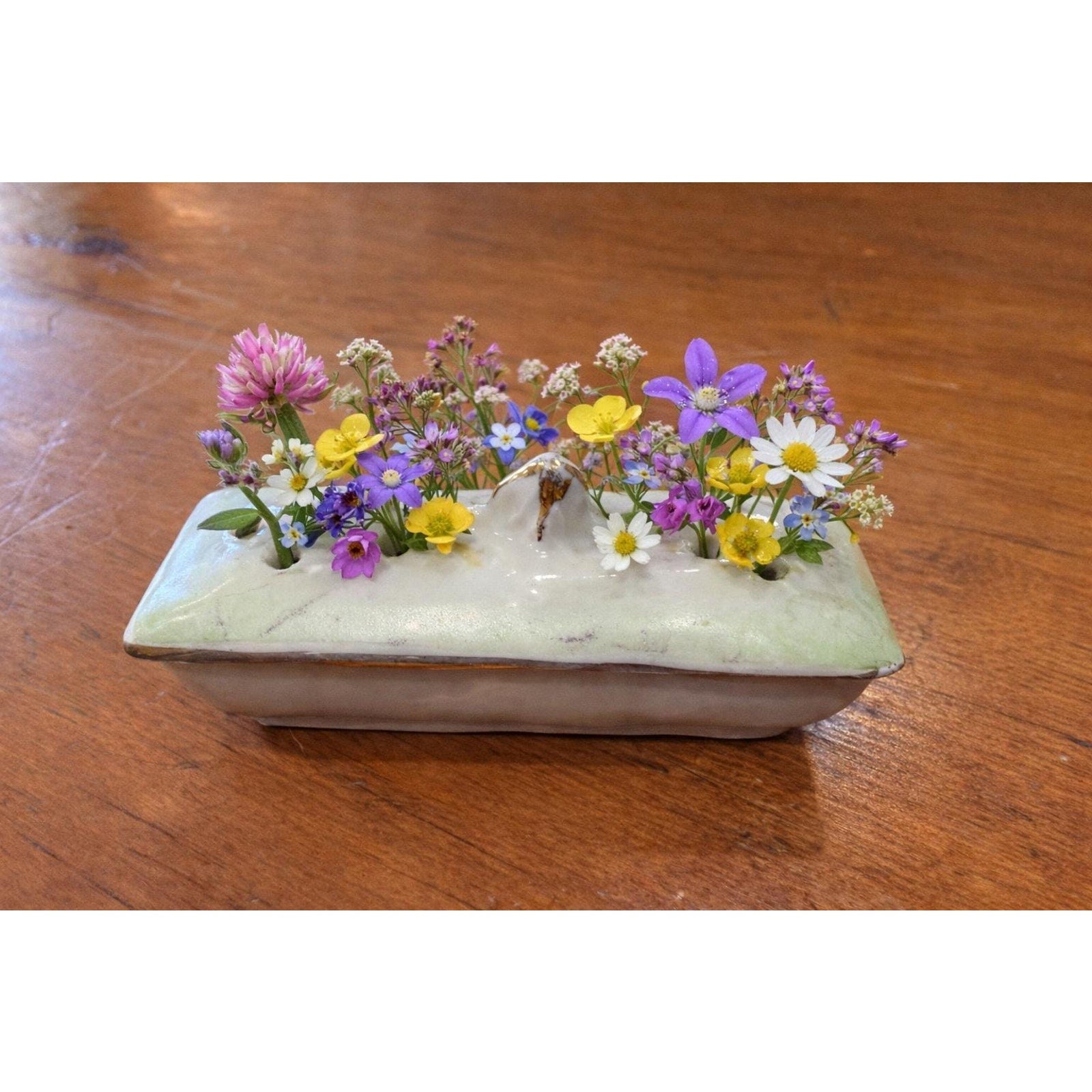 Vintage Pique Fleurs Flower Frog Porcelain Ivy Mini Vase European Style Floral Arranger