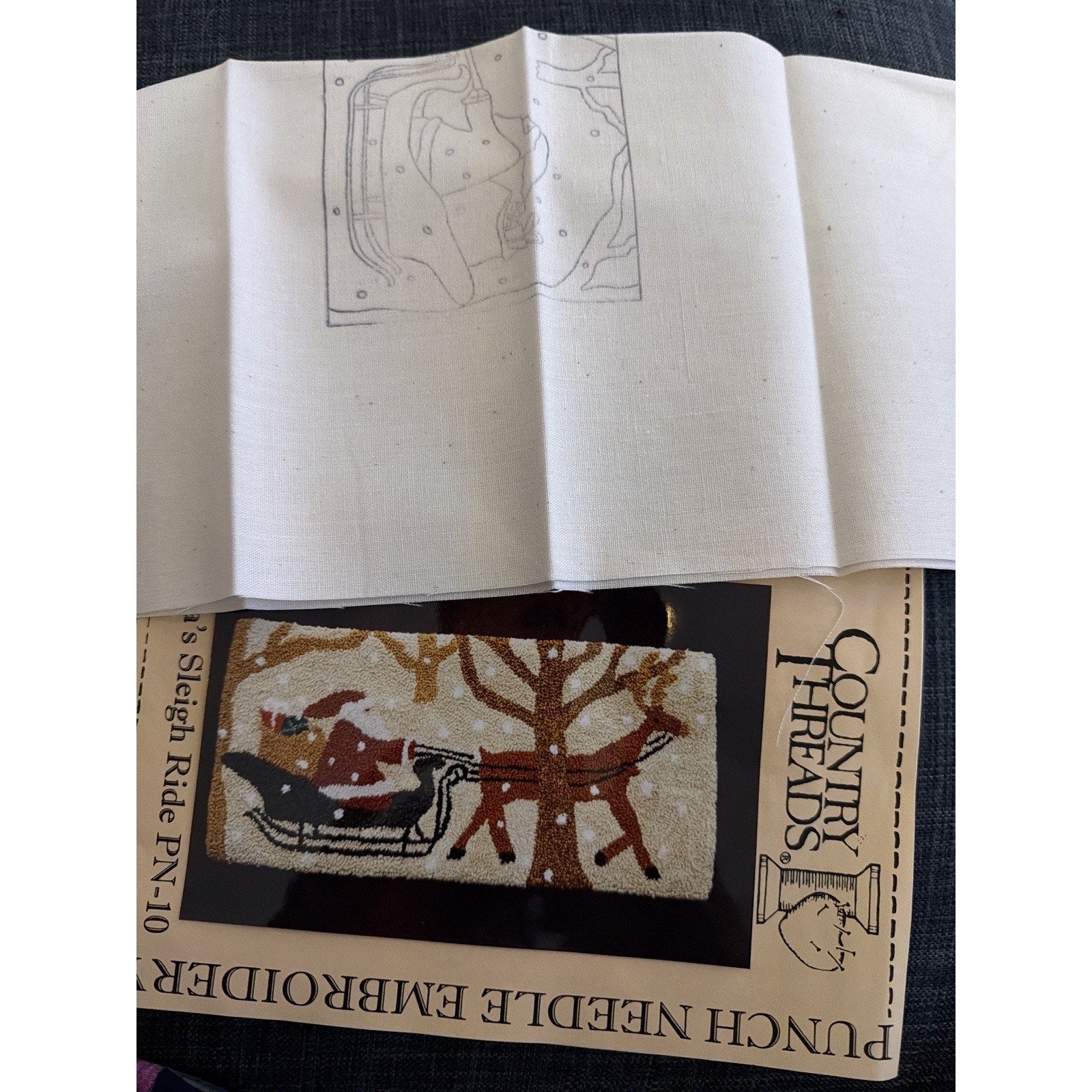 Country Threads Punch Needle Pattern PN-10 Santa’s Sleigh Ride NOS Christmas