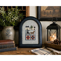 Vintage Primitive Cross Stitch Horse Carriage Quilt Sampler Framed Folk Art – main view