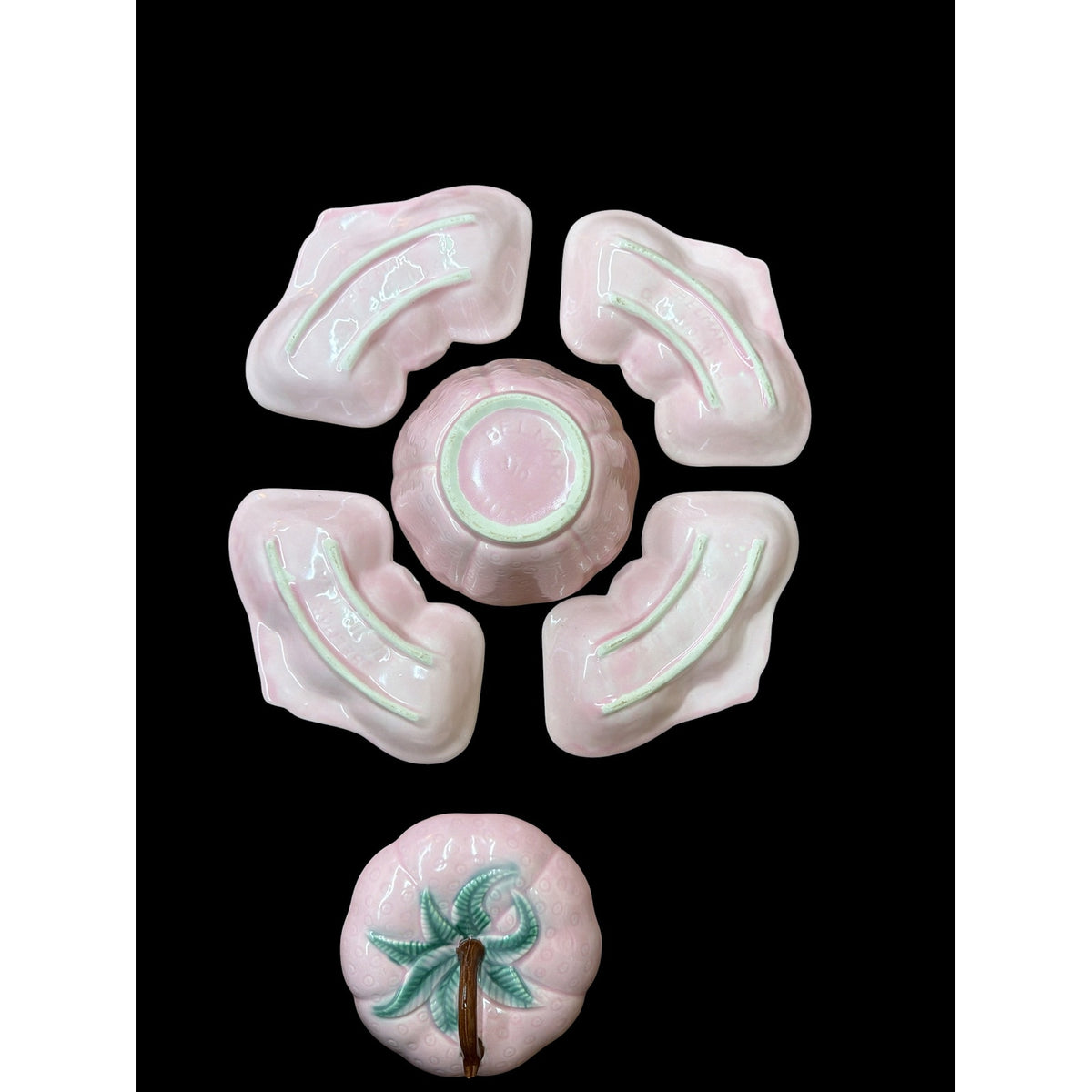 Vintage Belmar California Pink Strawberry Pottery 6 Piece Serving Set – additional view 5