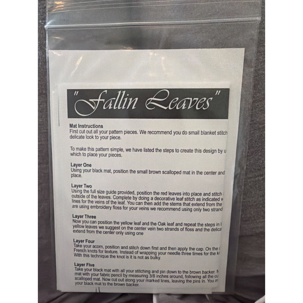 Crane Design Fallin Leaves Wool Applique Candle Mat Pattern Vol XI NOS