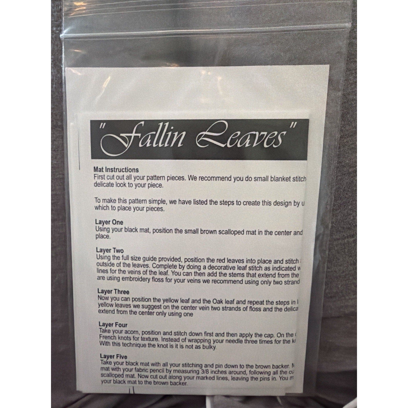 Crane Design Fallin Leaves Wool Applique Candle Mat Pattern Vol XI NOS