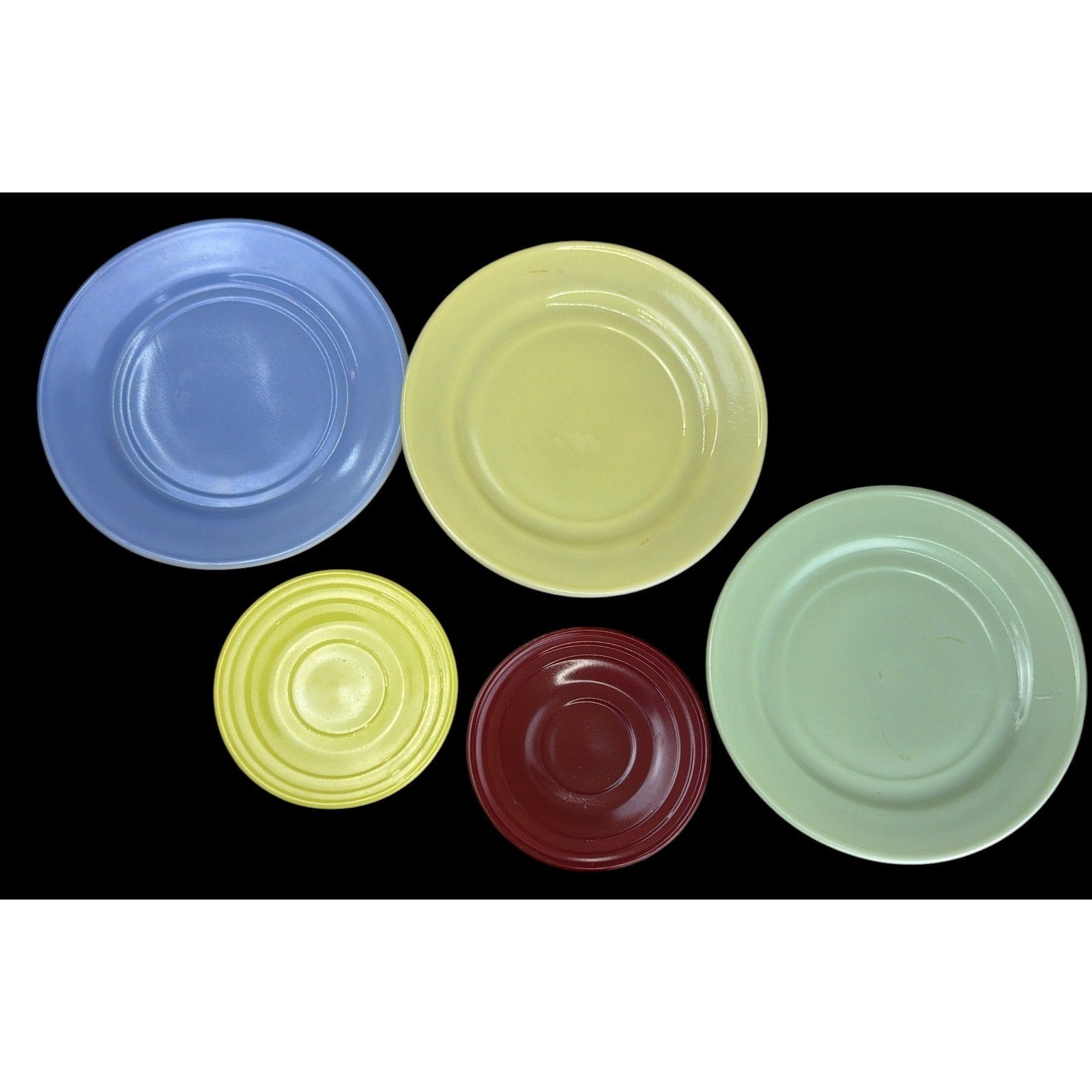 Hazel Atlas Little Hostess Moderntone Child's Platonite Dish Lot 5 Pieces