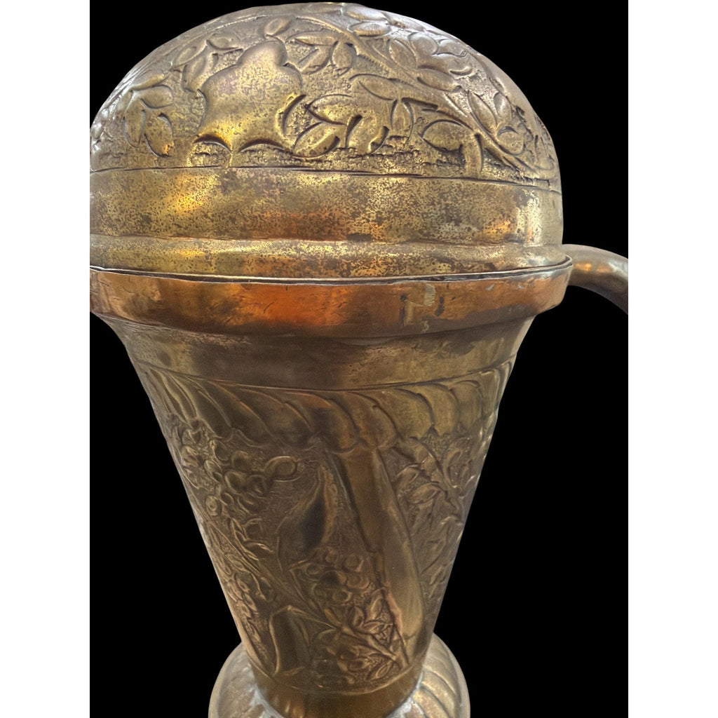 Monumental Vintage Brass Ewer Urn | 28" Hand-Worked Brass & Copper Vessel