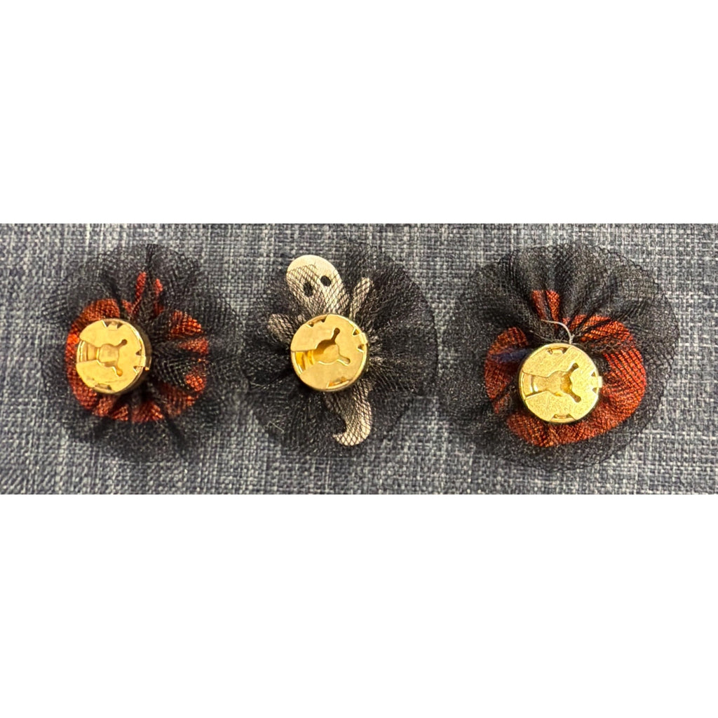 Vintage Halloween Buttons Pumpkin Ghost Tulle Sewing Craft Set