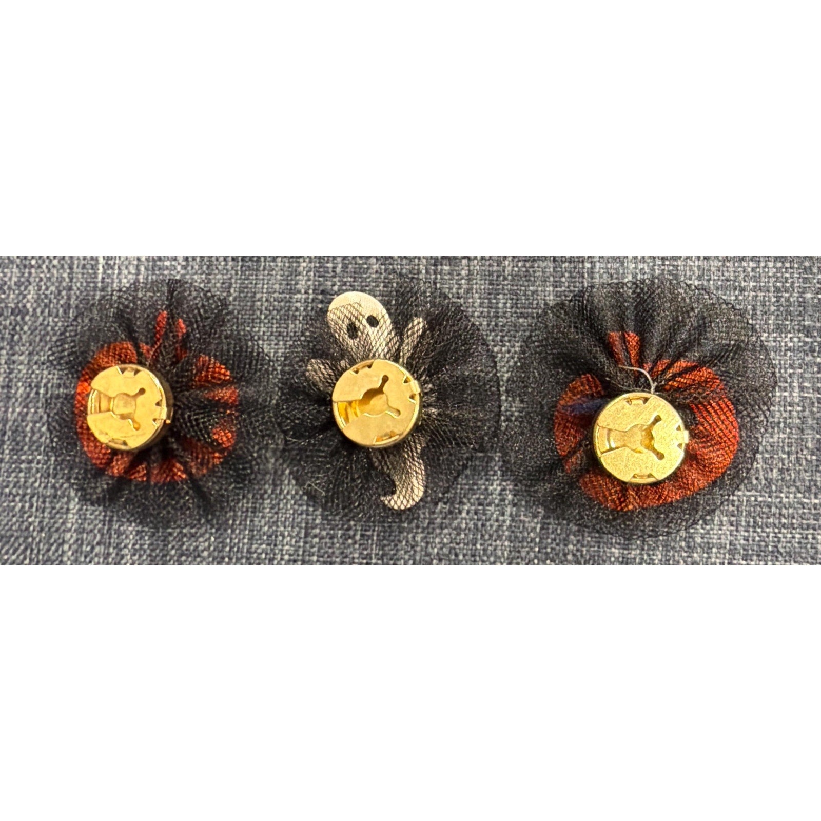 Vintage Halloween Buttons Pumpkin Ghost Tulle Sewing Craft Set