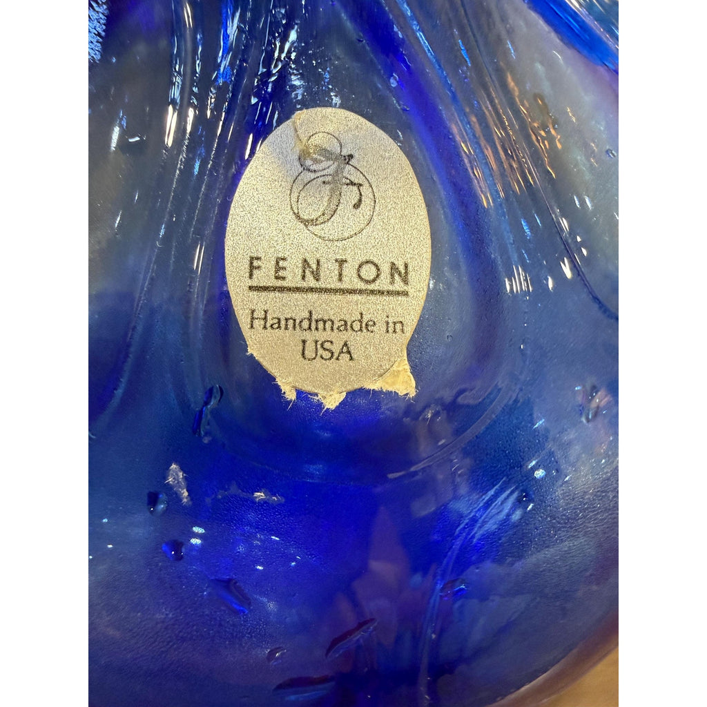Vintage Fenton Cobalt Blue Coin Dot Pitcher, Hand Blown Art Glass Creamer