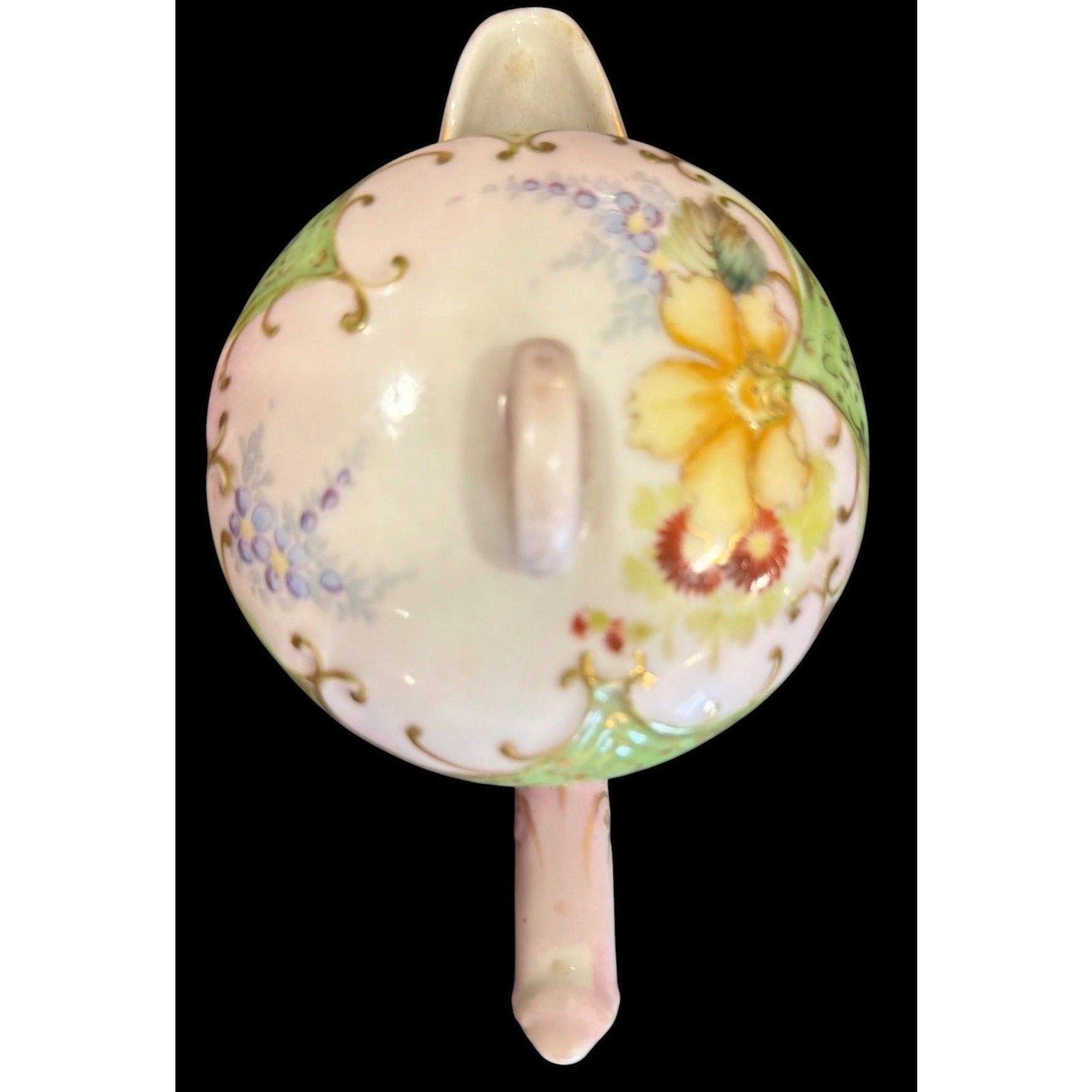 Antique Art Nouveau Chocolate Pot Hand Painted Porcelain Floral Gold Gilt 1900s