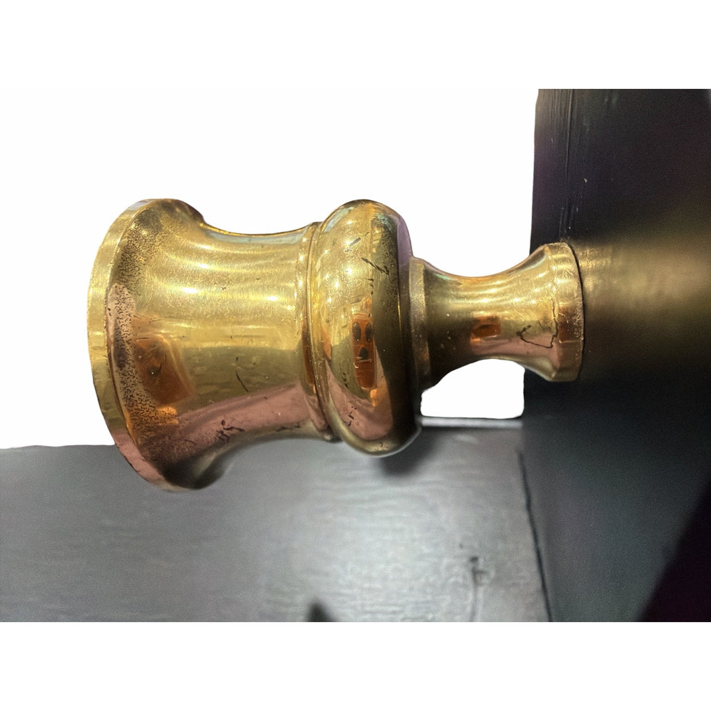 Vintage Black Wood Wall Sconces Solid Brass Candle Holders Pair W Candles – additional view 8