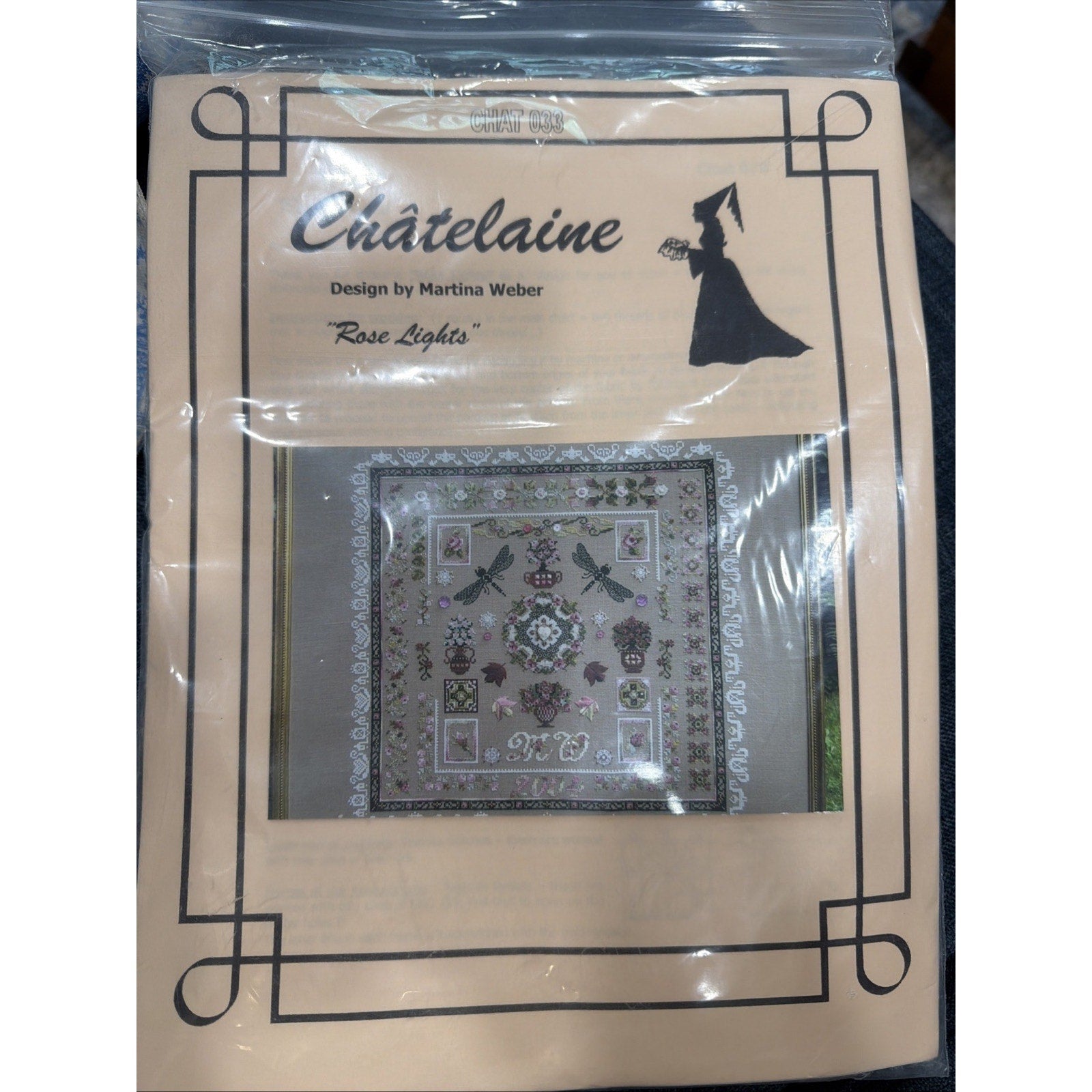 Chatelaine Rose Lights CHAT033 Pattern w Zweigart Belfast Linen 28x22