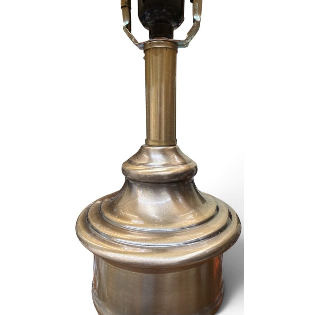 Pair Vintage Brass Tone Urn Table Lamps Pear Shades 25.5 Inch