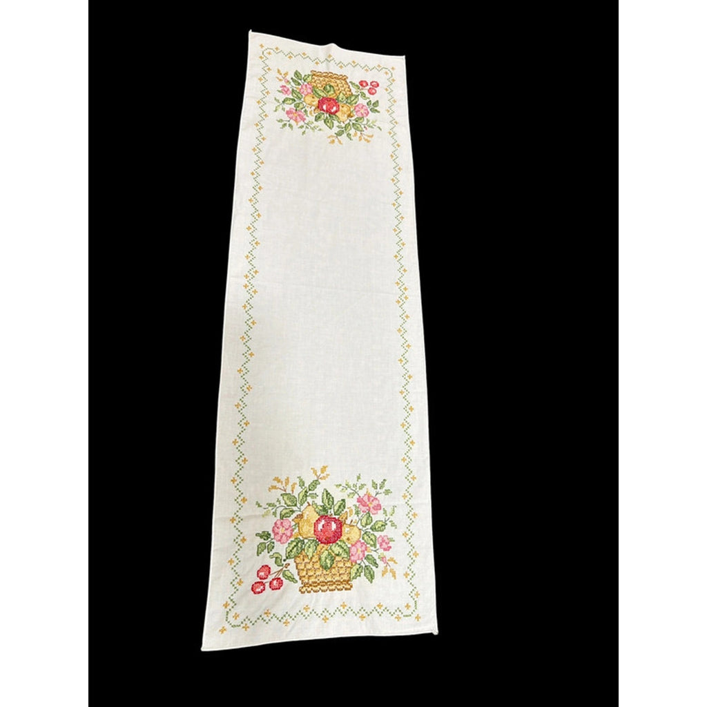 Hand made Cross Stitch table runner 42.5” x 13” – main view