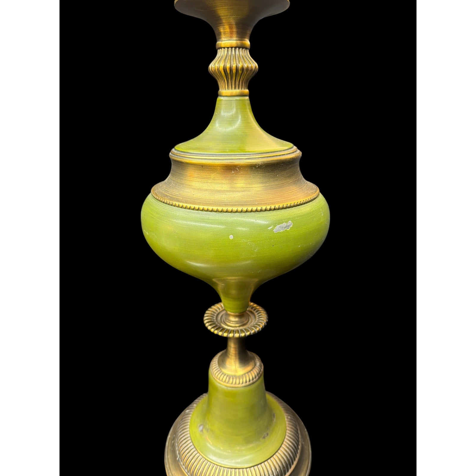 Vintage Avocado Green Brass Table Lamp 31" Hollywood Regency MCM Decor