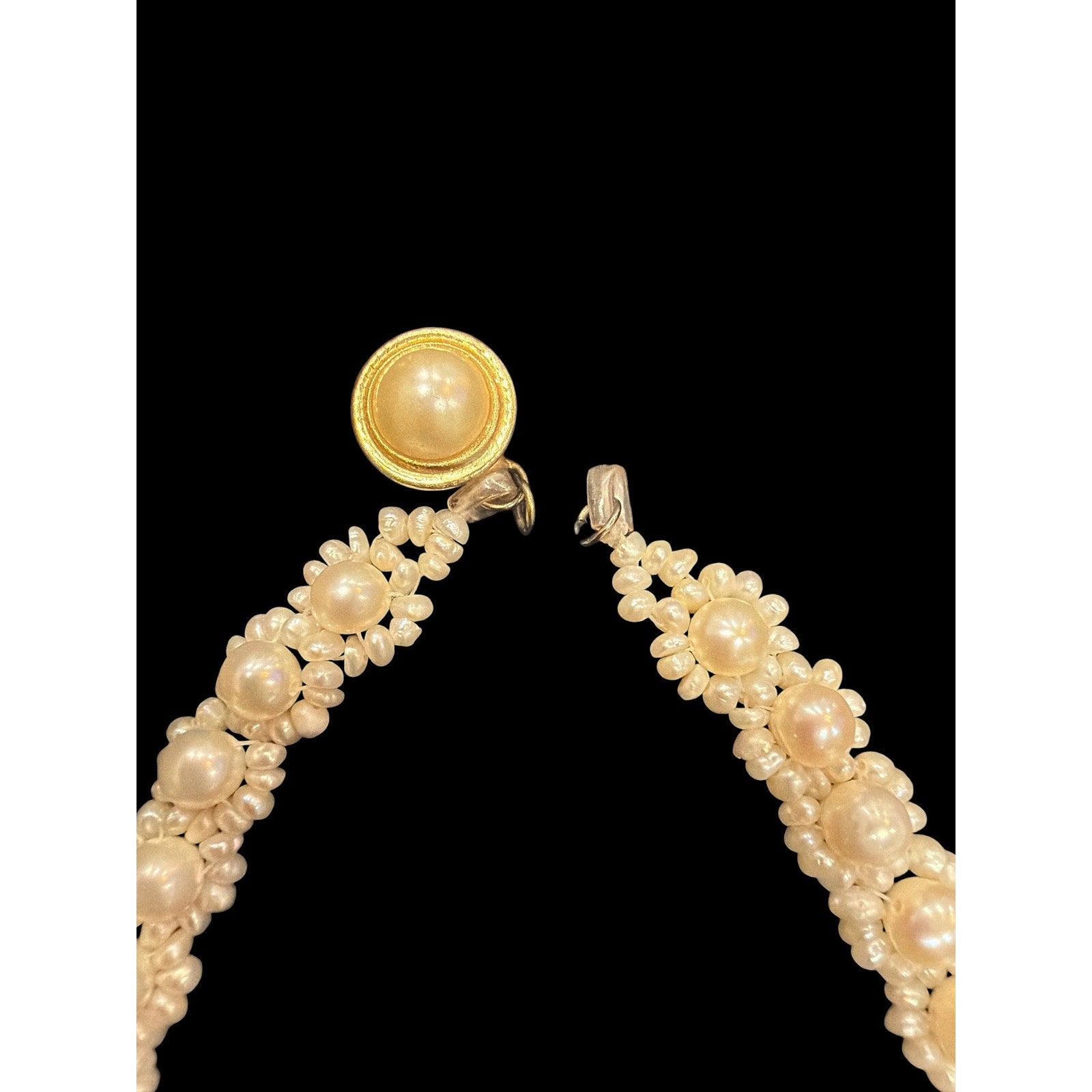 Vintage Beaded Evening Purse & Faux Pearl Necklace Set, Ivory Bridal Handbag