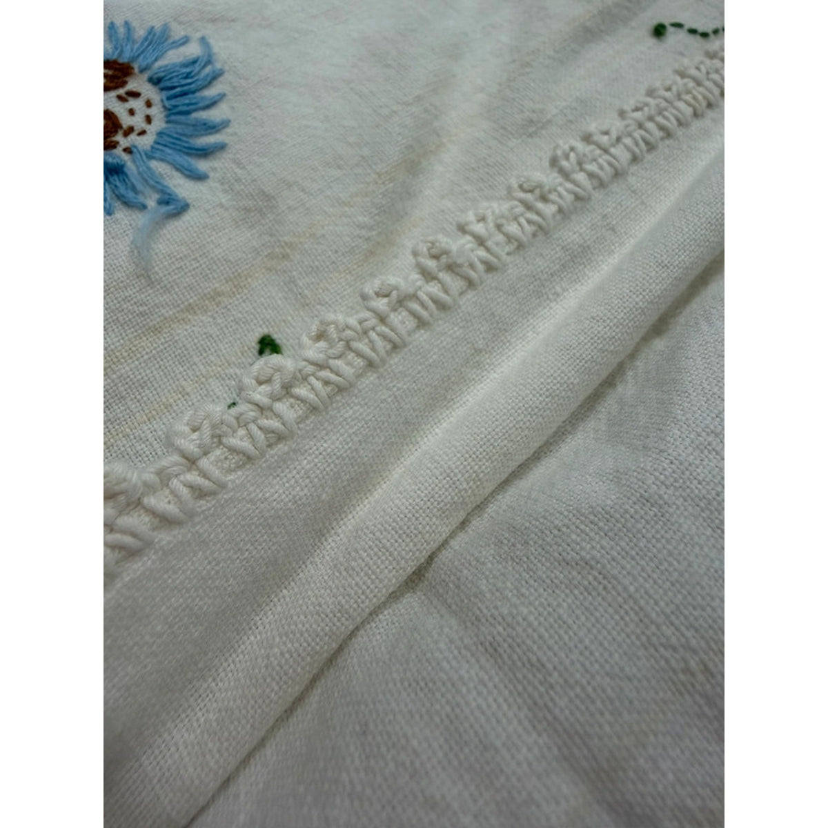 Handmade Feedsack? embroidered Tablecloth 31” x 36” – additional view 6