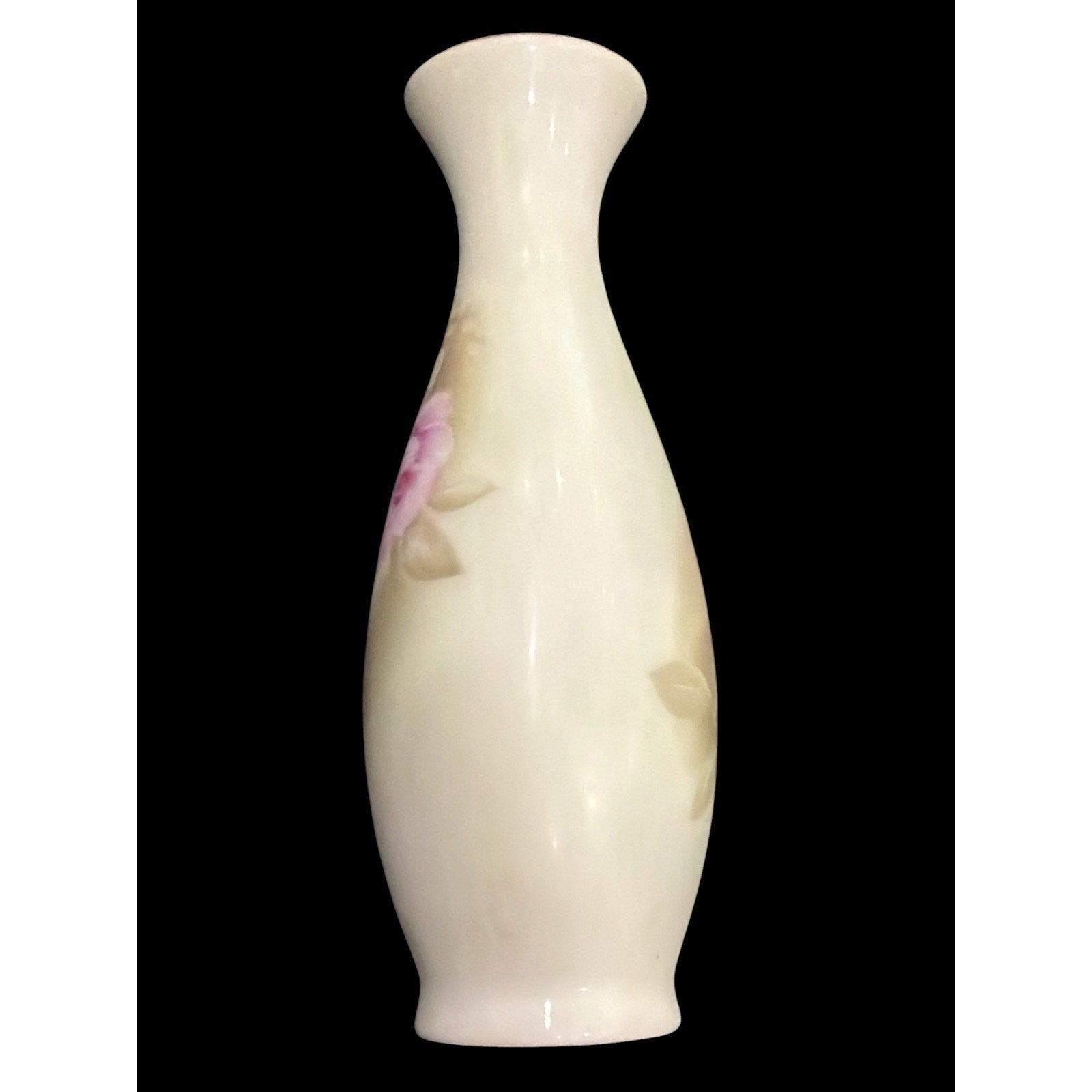 Vintage Lefton China Bud Vase Hand Painted Pink Rose Celadon Green Porcelain Vase Cottage Chic Floral Decor