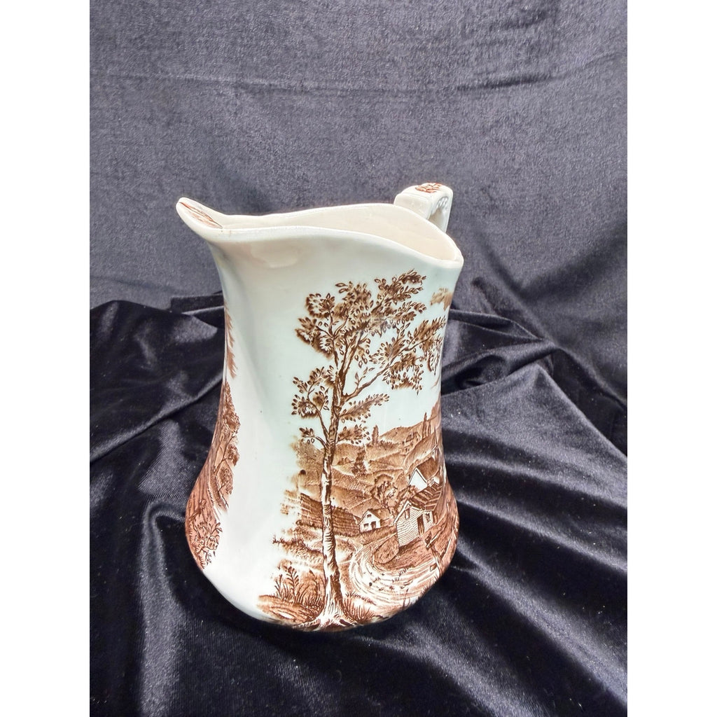 Vintage Alfred Meakin Reverie Ironstone Pitcher Brown Transferware 7 Inch