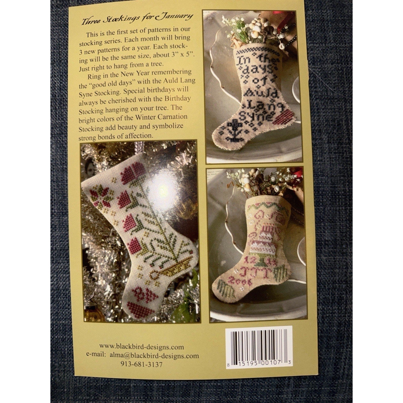 Blackbird Designs By the Chimney With Care January Stockings Pattern