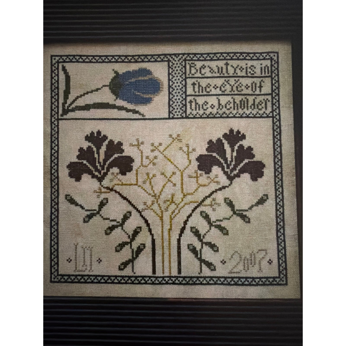 La-D-Da Beauty Is Cross Stitch Floral Folk Art Sampler NOS