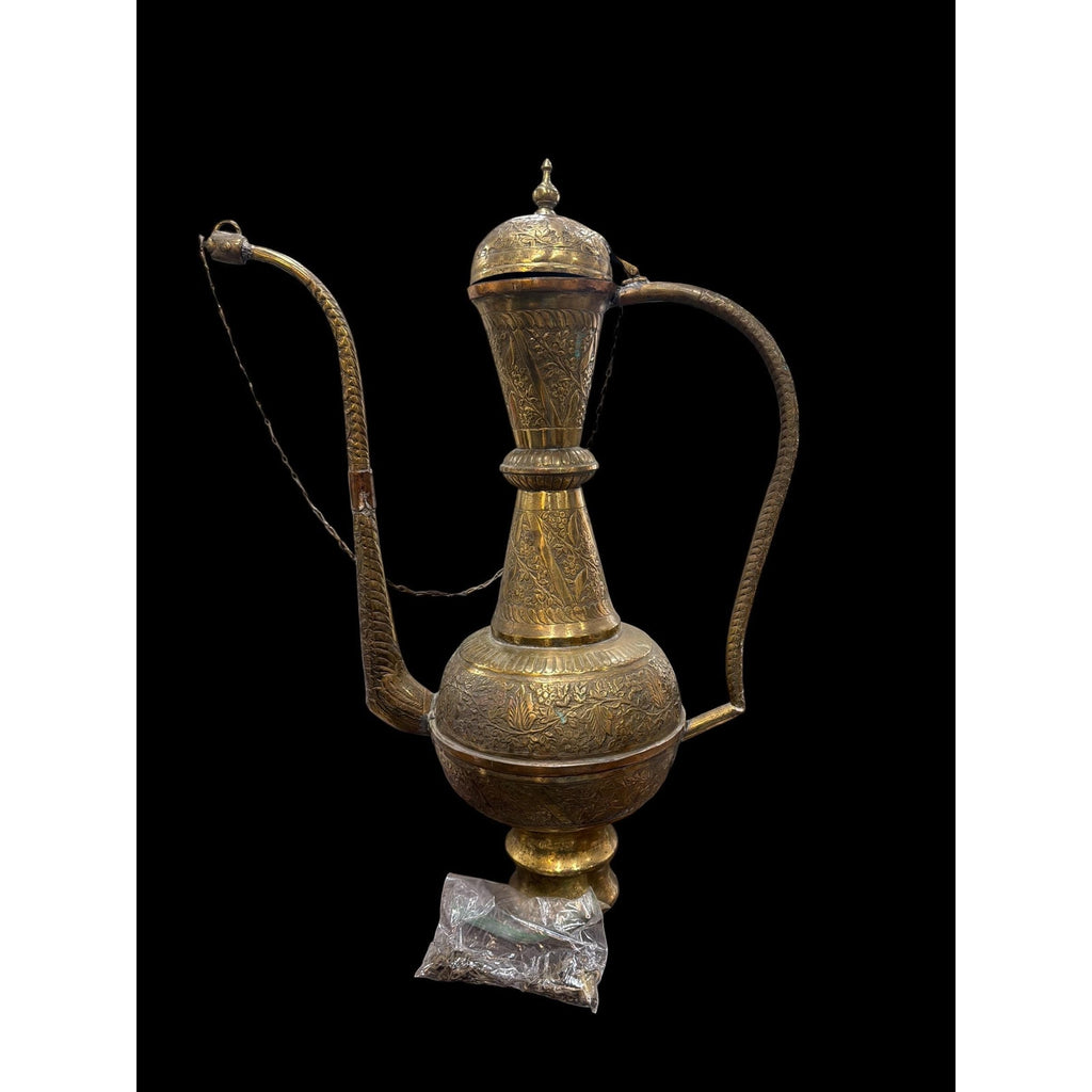 Monumental Vintage Brass Ewer Urn | 28" Hand-Worked Brass & Copper Vessel