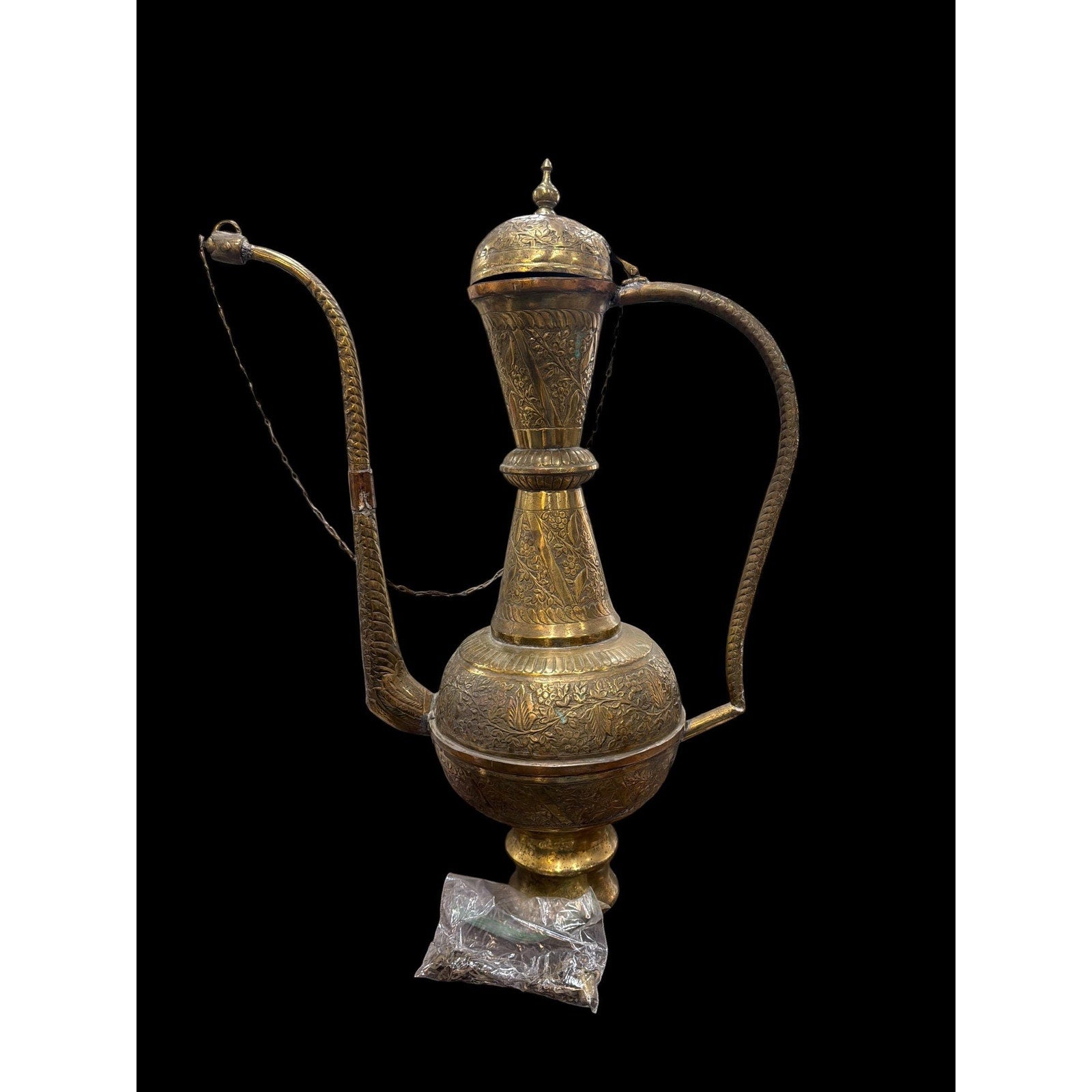 Monumental Vintage Brass Ewer Urn | 28" Hand-Worked Brass & Copper Vessel