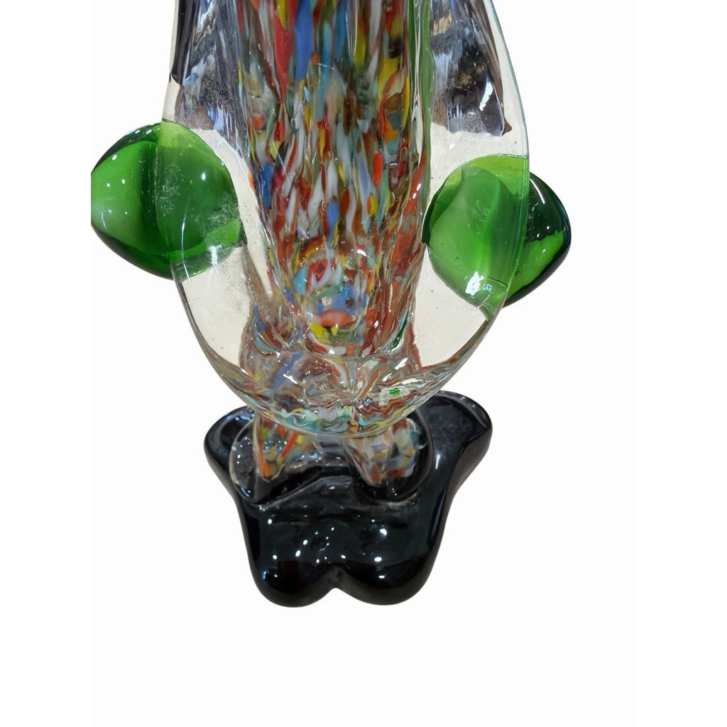 Vintage Murano Style Art Glass Clown Figurine Millefiori Orange Collar 8.5"