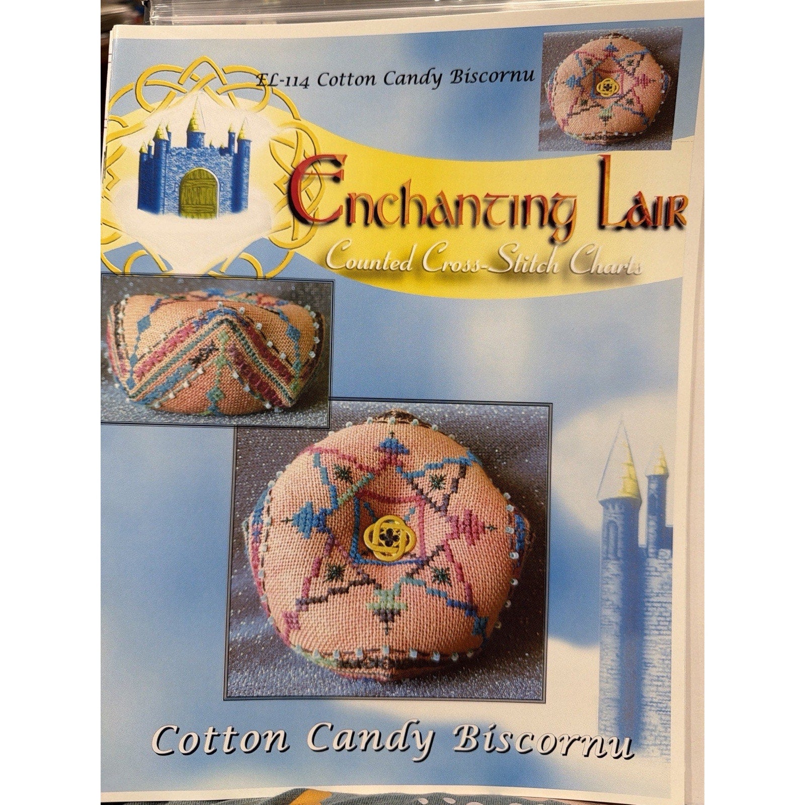 ENCHANTING LAIR Cotton Candy Biscornu Cross Stitch Pattern EL114