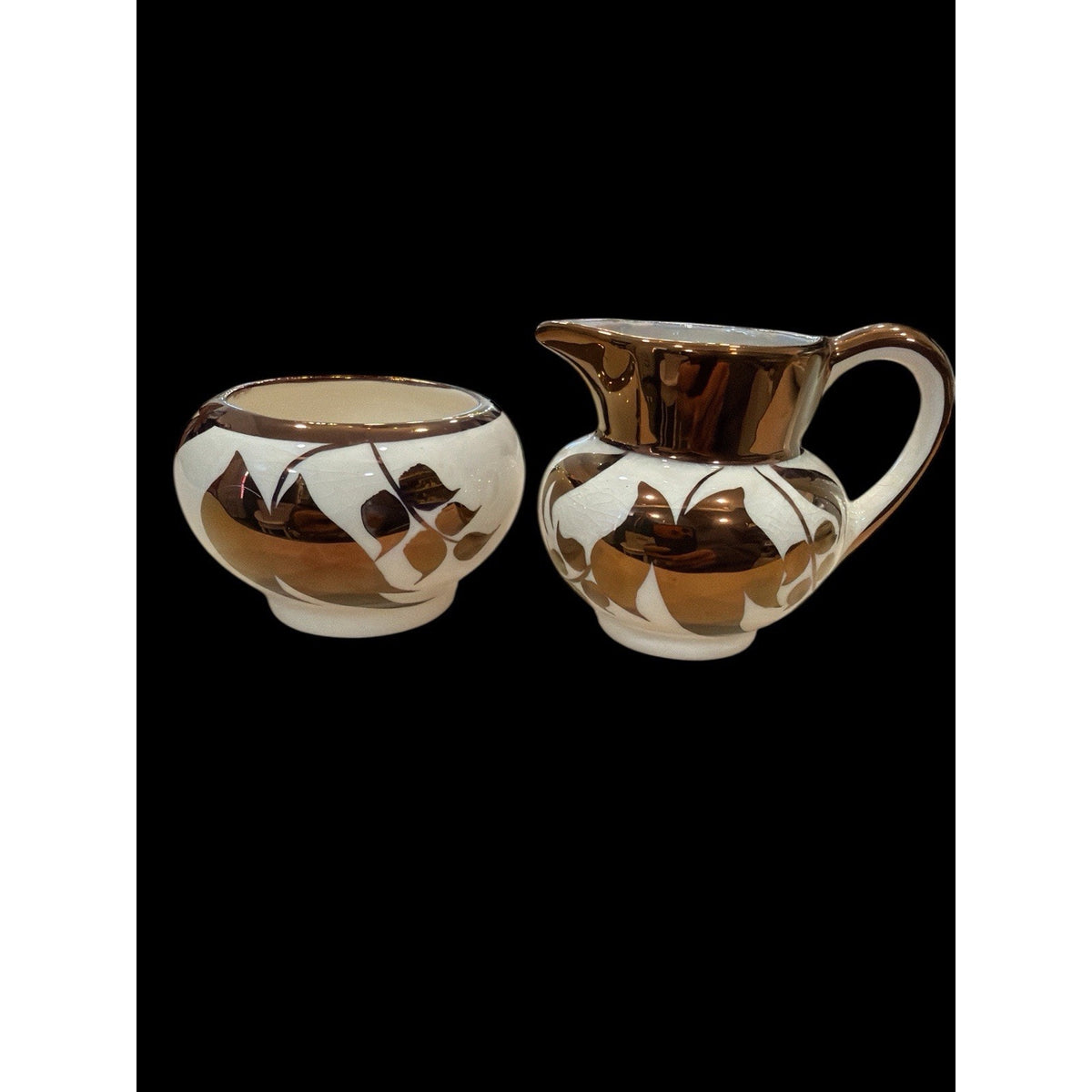 Vintage Sandland Ware England Luster Sugar & Creamer Set Miniature Copper