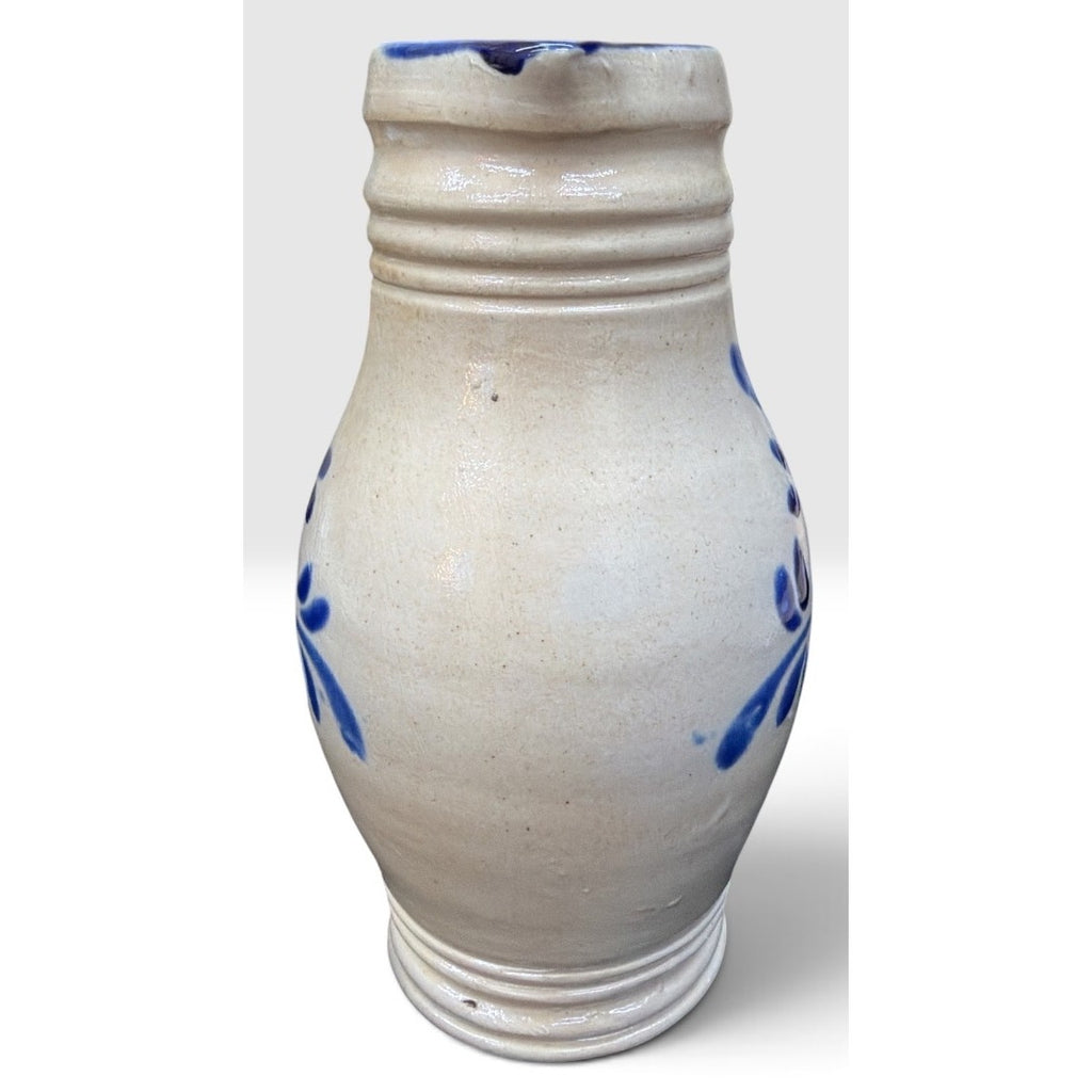 Vintage East Tennessee Pottery Pitcher Hand Thrown Cobalt Floral Stoneware – additional view 3