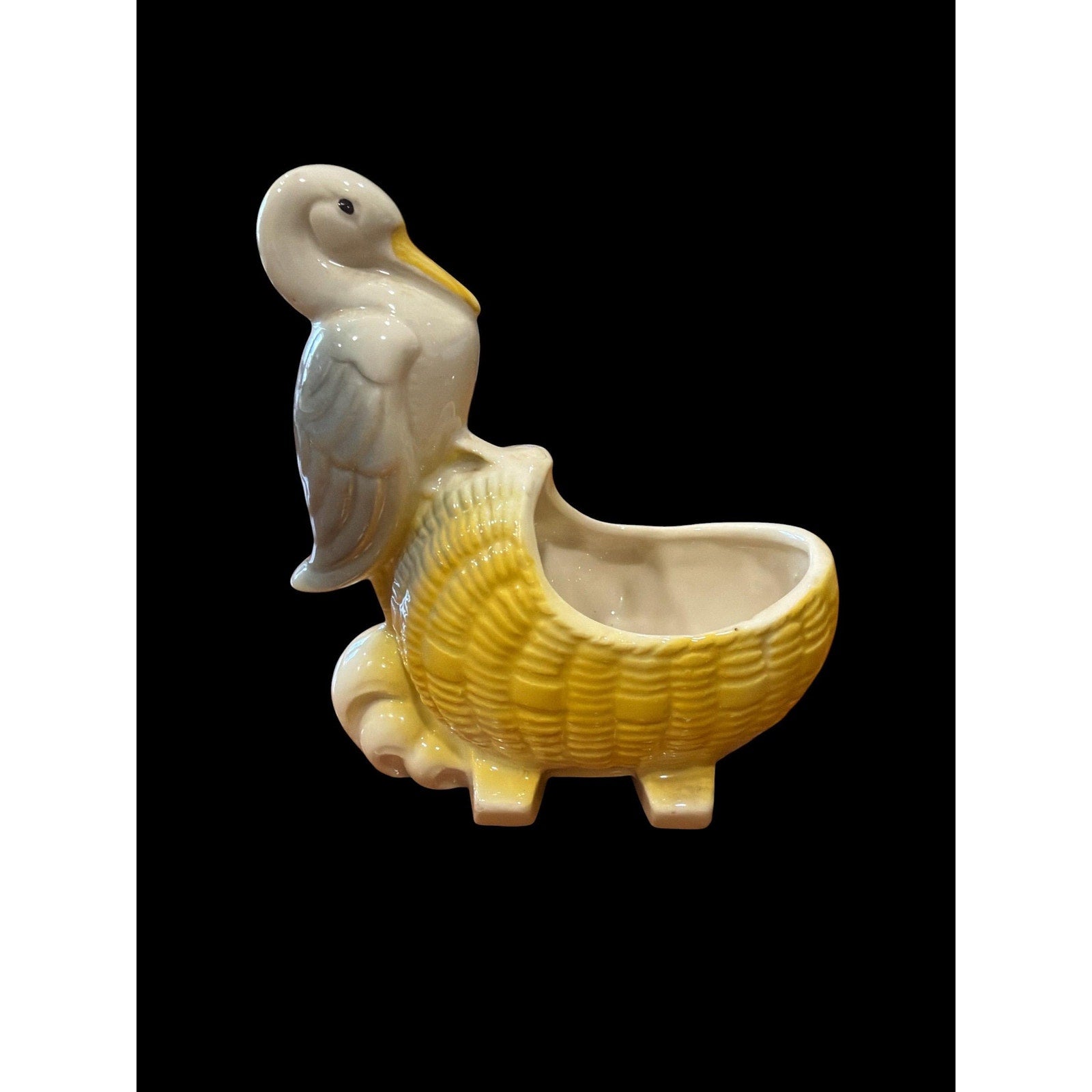 Vintage Pelican Baby Planter Nursery Decor Stork Style Baby Shower Gift Ceramic