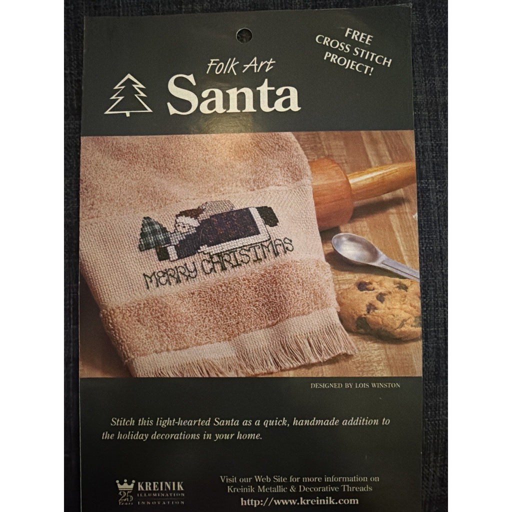 Folk Art Santa Cross Stitch Pattern Kreinik Lois Winston NOS