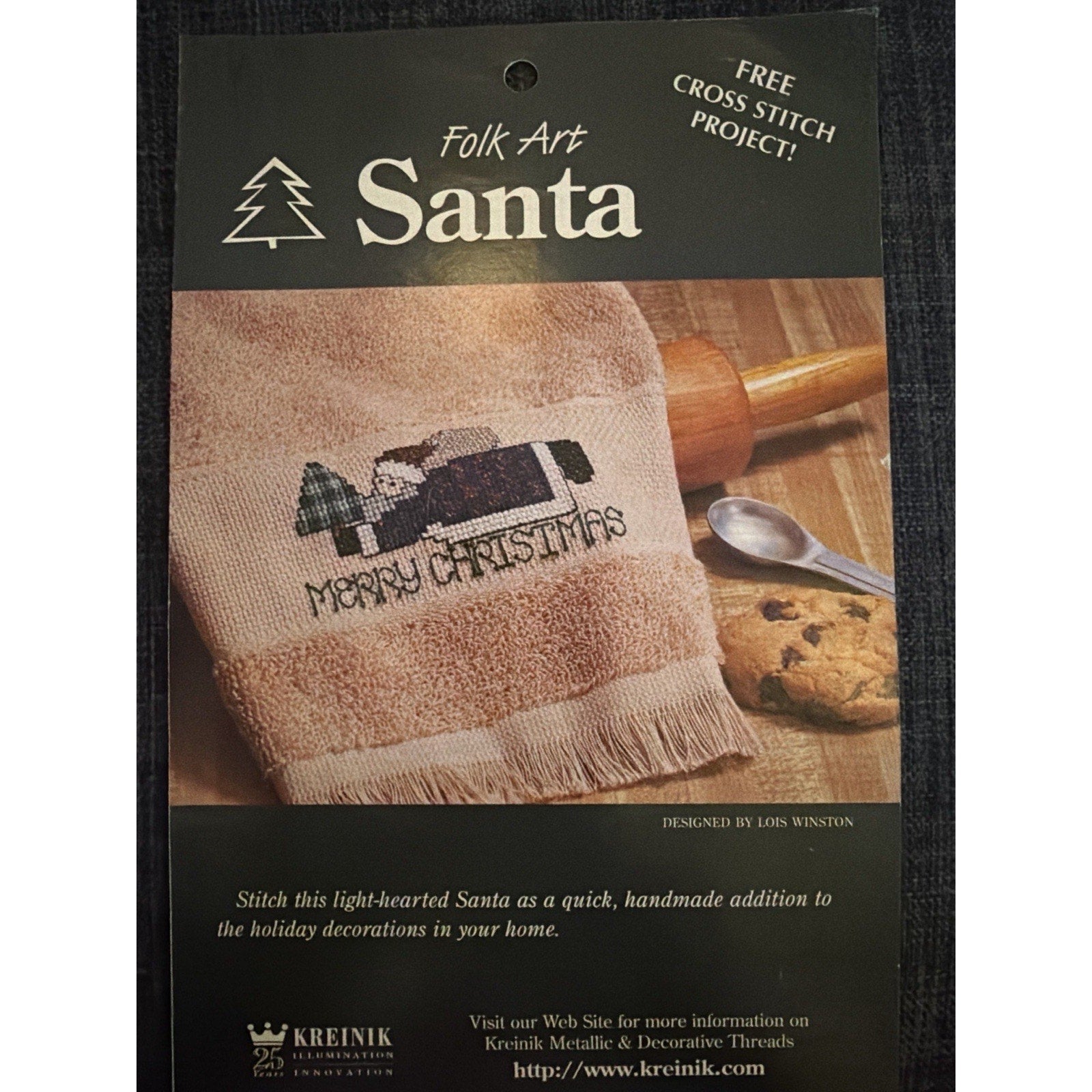 Folk Art Santa Cross Stitch Pattern Kreinik Lois Winston NOS