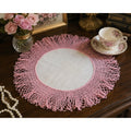 Vintage 1940s Pink Crochet Doily White Fabric Center Handmade 13 Inch – main view