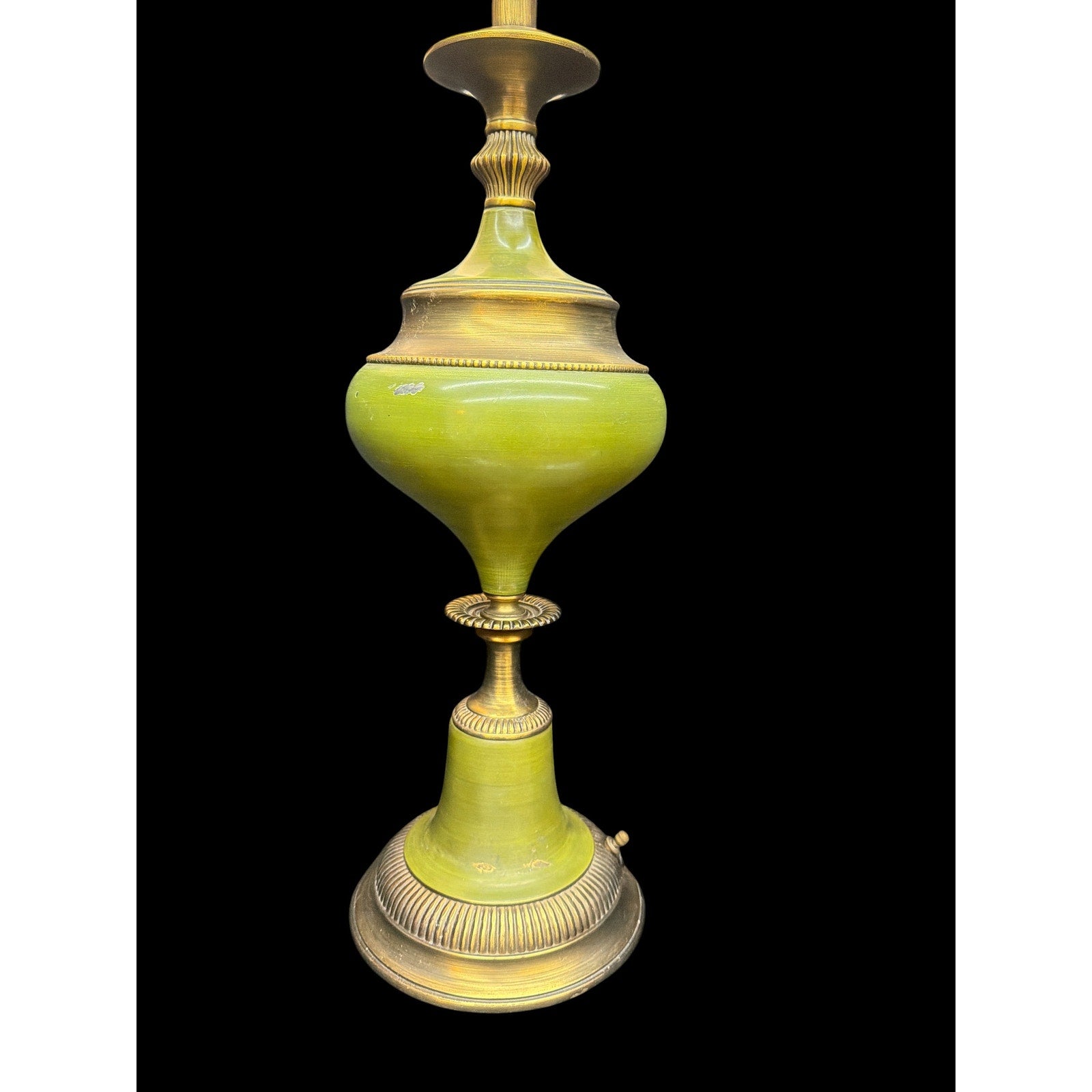 Vintage Avocado Green Brass Table Lamp 31" Hollywood Regency MCM Decor