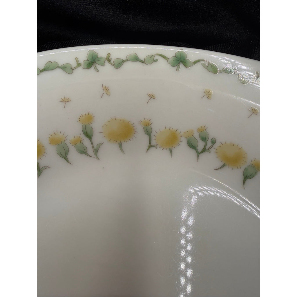 Vintage Hoya Porcelain Set of 4 Rim Soup Bowls Dandelion Clover Japan 9 Inch