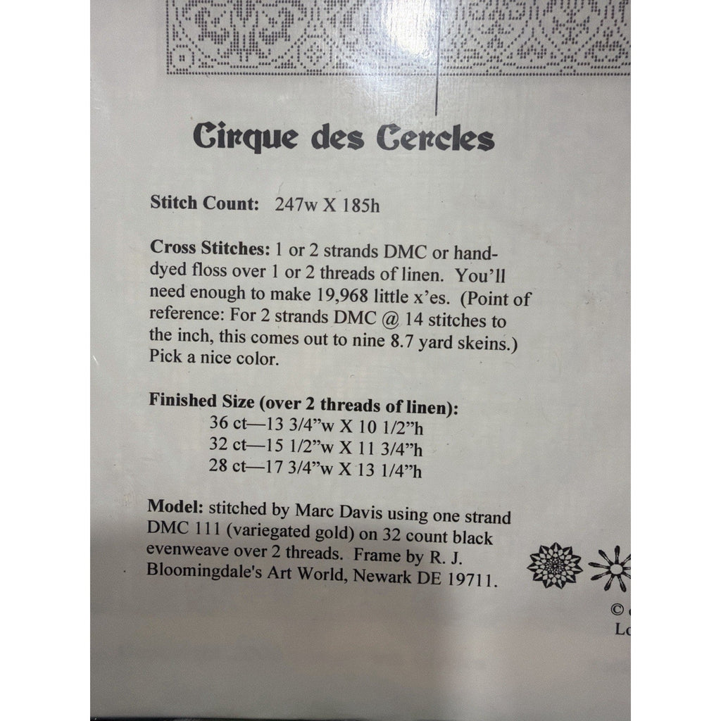 INK CIRCLES Cirque des Cercles S4 Cross Stitch Pattern Sampler